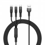 Wholesale 3-in-1 Nylon Strong Charge and Sync USB Cable 2.4A [3 FT] (Black)